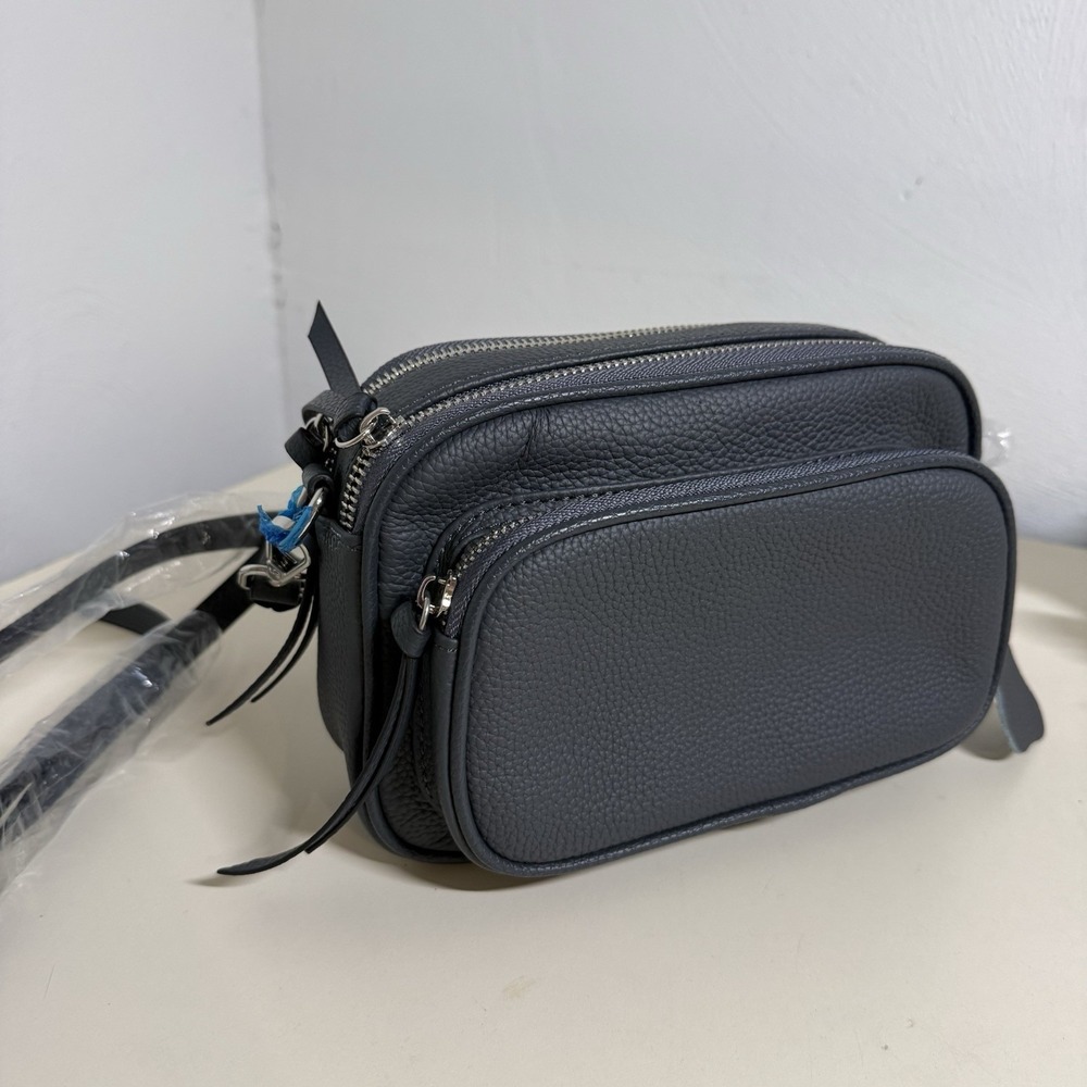 Blue Crossbody Bag Small Rectangle Zip Closure, Adjustable And Addition Strap